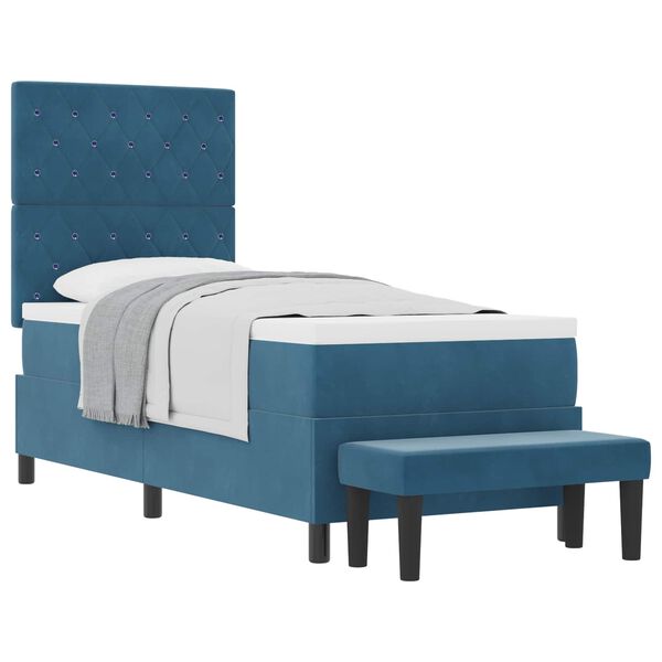 vidaXL Boxspringbett mit Matratze Dunkelblau 80 x 200 cm Samt