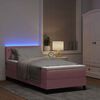 vidaXL LED Boxspringbett mit Matratze mit LED Rosa 90 x 190 cm Samt