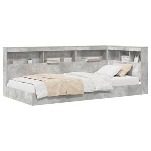 vidaXL B&uuml;cherregal-Bett mit Regal Betongrau 75 x 190 cm Holzwerkstoff