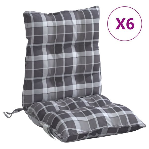 vidaXL Niedriglehner-Auflagen 6 Stk. Grau Karomuster Oxford-Gewebe
