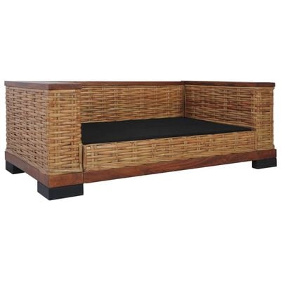 vidaXL 2-Sitzer-Sofa mit Auflagen Braun Natur Rattan