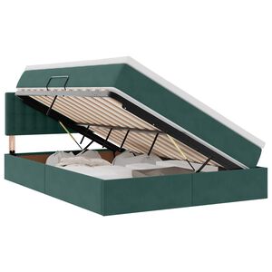 vidaXL LED-Speicherbett mit Matratze Dunkelgr&uuml;n 140 x 200 cm Samt