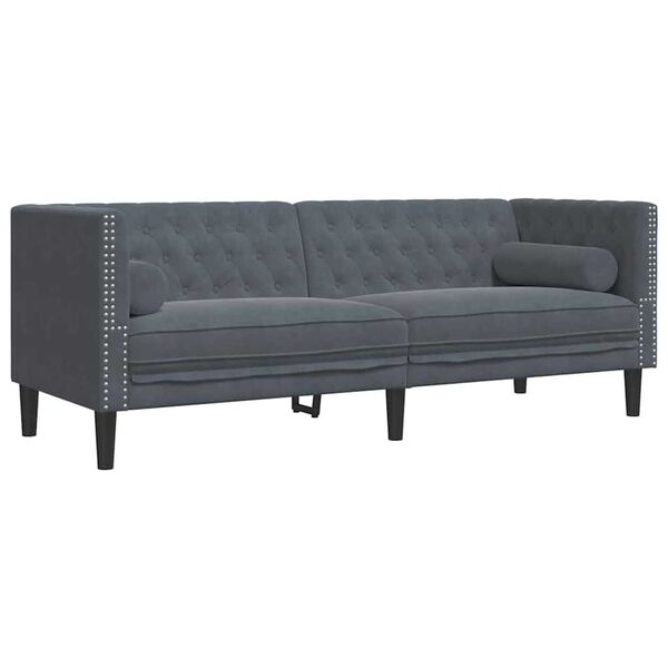 vidaXL Wohnzimmer Couch 3 pcs Dunkelgrau 194 x 74,5 x 70,5 cm Samt