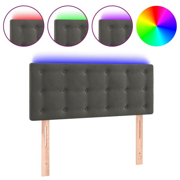 vidaXL LED Kopfteil Dunkelgrau 90x5x78/88 cm Samt