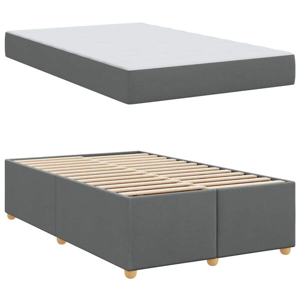vidaXL Bettrahmen mit Matratze Dunkelgrau 120 x 190 cm Stoff