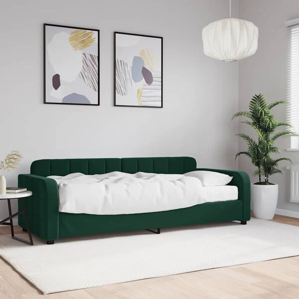 vidaXL Tagesbett mit Matratze Dunkelgr&uuml;n 80x200 cm Samt