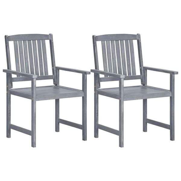 vidaXL Gartenst&uuml;hle 2 Stk. Grau Massivholz Akazie