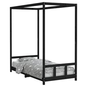 vidaXL Kinderbett Schwarz 90x190 cm Massivholz Kiefer
