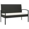 vidaXL Gartenbank mit Kissen Schwarz 105 cm Poly Rattan