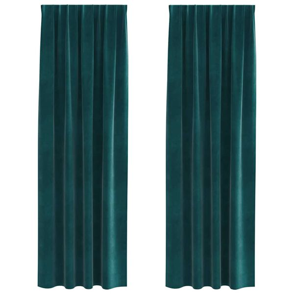 vidaXL Verdunkelungsvorh&auml;nge 2 pcs Dunkelgr&uuml;n 140 x 225 cm Samt