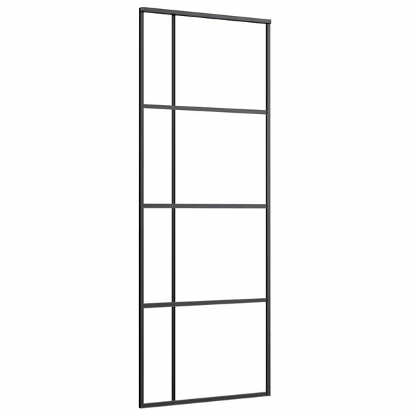 vidaXL Schiebetür ESG-Glas und Aluminium mattiert 90x205 cm Schwarz