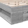 vidaXL Bettgestell mit Schubladen Grau Sonoma 150x200 cm Holzwerkstoff