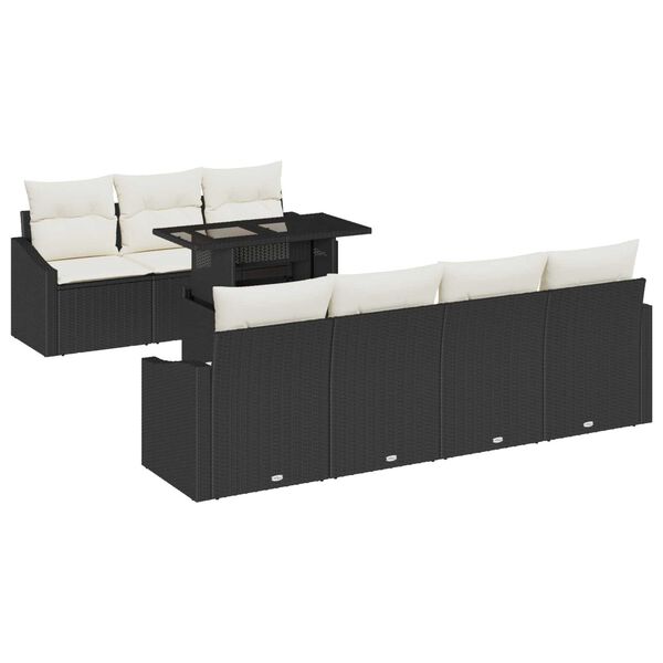 vidaXL Gartensofa-set mit Kissen 8 pcs Schwarz und Creme Poly-Rattan