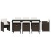 vidaXL Garten Essgruppe mit Kissen 9 pcs Braun Poly-Rattan