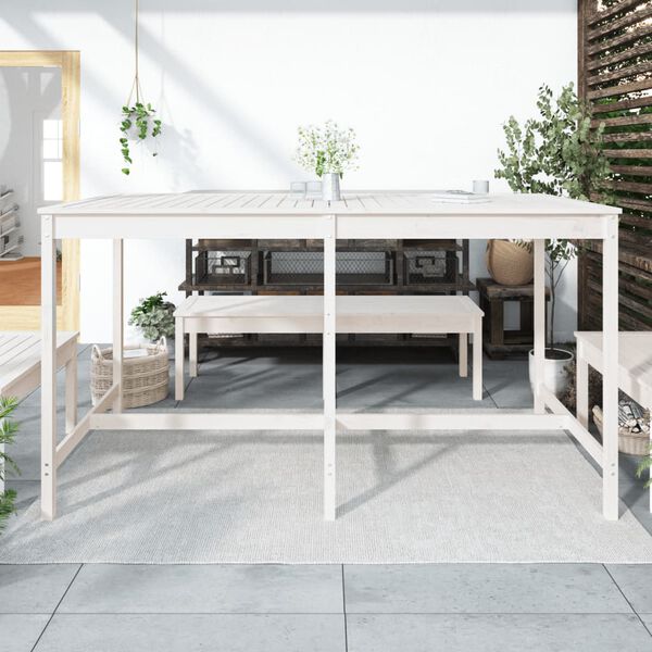 vidaXL Gartentisch Wei&szlig; 203,5x90x110 cm Massivholz Kiefer