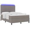 vidaXL Boxspringbett mit Matratze mit LED Taupe 140 x 200 cm Stoff
