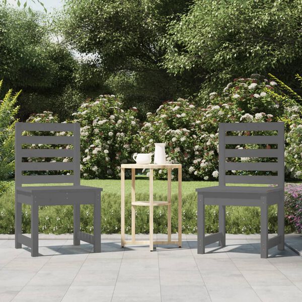 vidaXL Gartenst&uuml;hle 2 Stk. Grau 50x48x91,5 cm Massivholz Kiefer