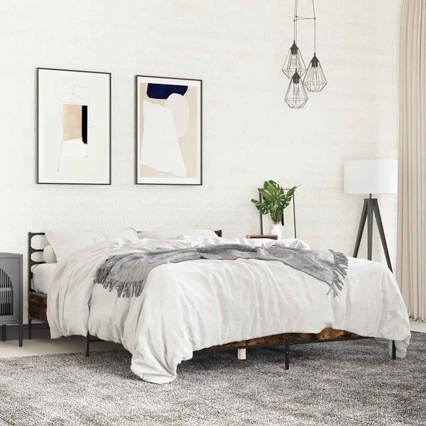 vidaXL Bettgestell R&auml;uchereiche 150x200 cm Holzwerkstoff und Metall