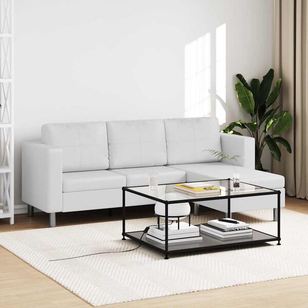 vidaXL Modulsofa 3-Sitzer Kunstleder Wei&szlig;