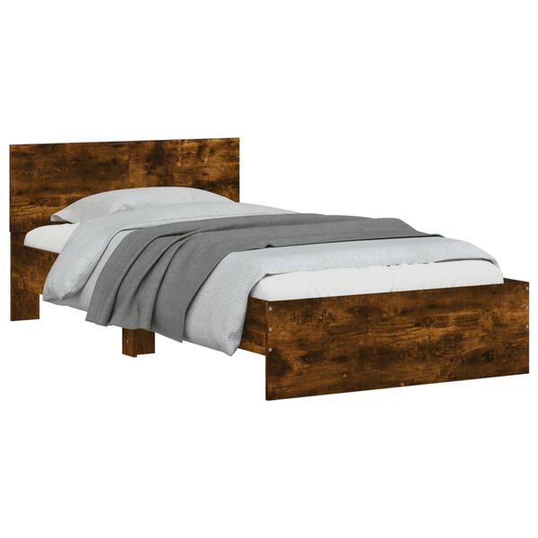 vidaXL Bettgestell mit Kopfteil R&auml;uchereiche 100x200 cm Holzwerkstoff
