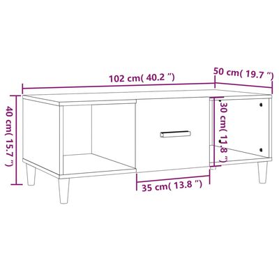 vidaXL Couchtisch Weiß 102x50x40 cm Holzwerkstoff