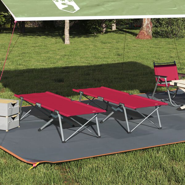 vidaXL Klapp Schlafbett f&uuml;rs Camping 2 pcs Rot 194 x 62,5 x 42,5 cm