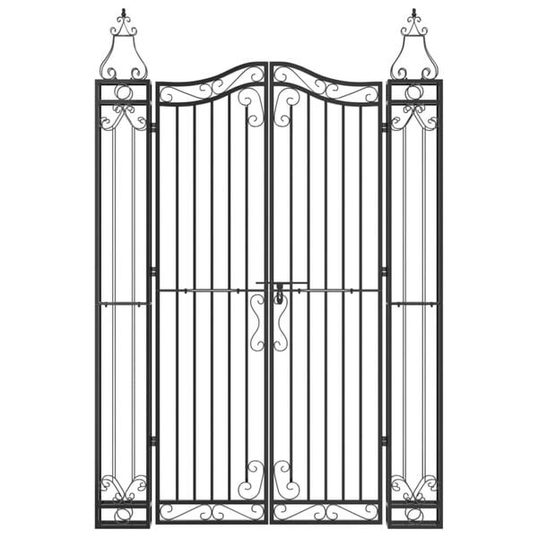 vidaXL Gartentor Schwarz 121x8x180 cm Schmiedeeisen