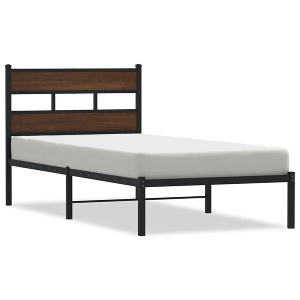 vidaXL Bettgestell ohne Matratze mit Kopfteil Braun Eiche 90x200 cm