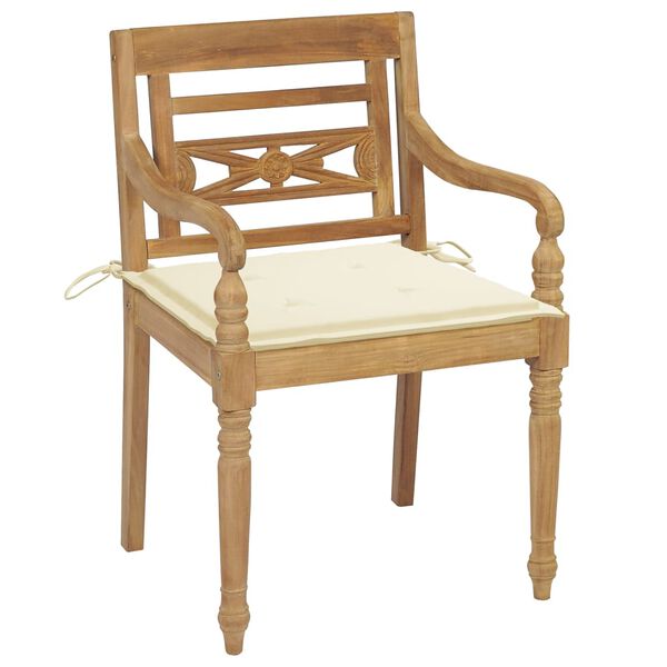vidaXL Batavia-St&uuml;hle mit Kissen 6 Stk. Massivholz Teak