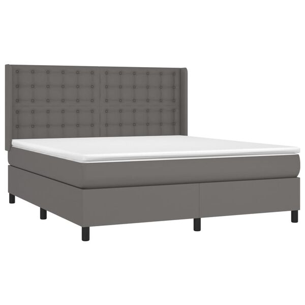 vidaXL Boxspringbett mit Matratze Grau 160x200 cm Kunstleder