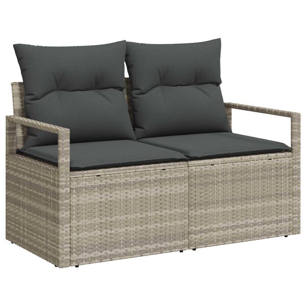 vidaXL Garten-Sofa-Set mit Kissen 6 pcs Hellgrau Poly Rattan