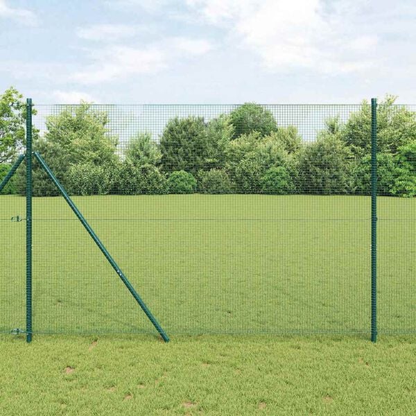 vidaXL Zaunpfosten Grün 25 x 1,6 m (16 x 16 mm Netz) Stahl und PVC