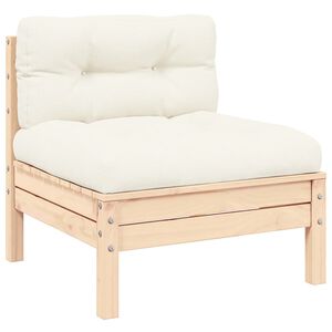 vidaXL Garten-Mittelsofa mit Kissen in Creme Massivholz Kiefer