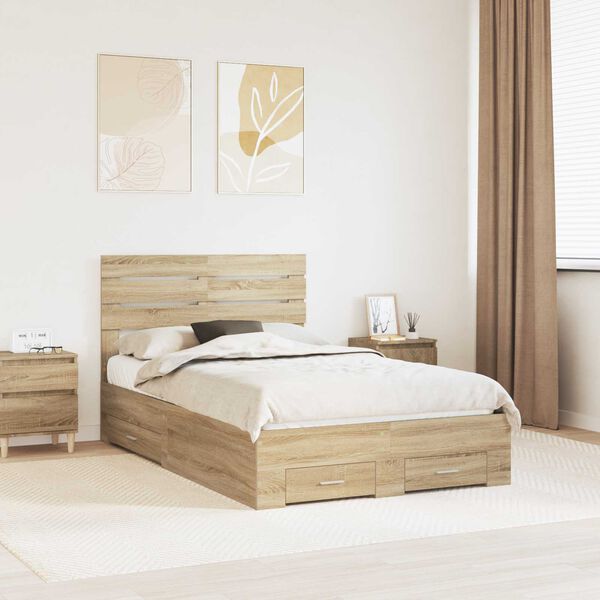 vidaXL Bettgestell mit Schubladen mit Kopfteil Holzwerkstoff