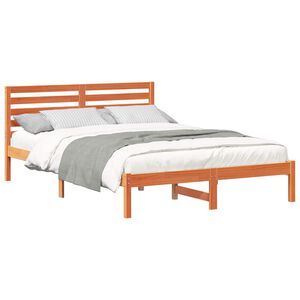 vidaXL Bettrahmen Wachsbraun 140 x 210 cm Massives Kiefernholz