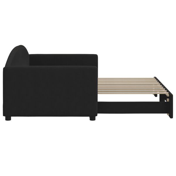 vidaXL Tagesbett Ausziehbar Schwarz 90x190 cm Stoff