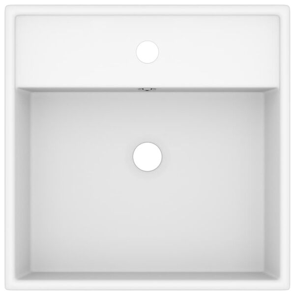 vidaXL Luxus-Waschbecken &Uuml;berlauf Quadratisch Matt Wei&szlig; 41x41 cm