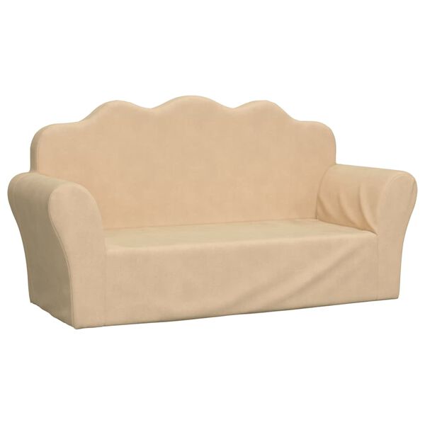 vidaXL Kindersofa 2-Sitzer Creme Weicher Pl&uuml;sch