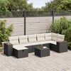 vidaXL 8-tlg. Garten-Sofagarnitur mit Kissen Schwarz Poly Rattan