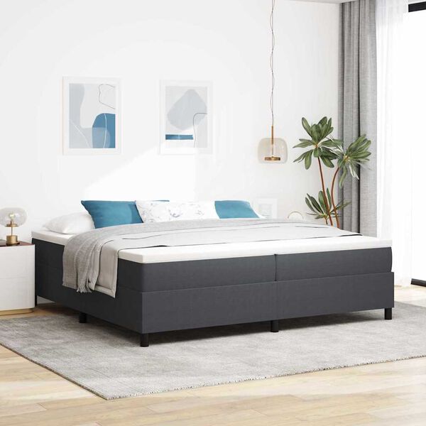vidaXL Boxspringbett Dunkelgrau und Wei&szlig; 200 x 200 cm Cordstoff