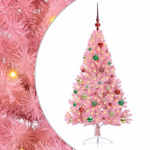 vidaXL K&uuml;nstlicher vorbeleuchteter Weihnachtsbaum Rosa 150 cm PVC
