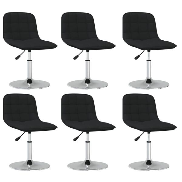 vidaXL Esszimmerst&uuml;hle 6 Stk. Drehbar Schwarz Stoff