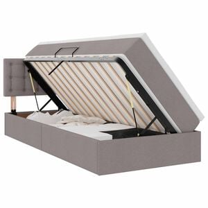 vidaXL LED-Speicherbett mit Matratze Taupe 90 x 200 cm Stoff