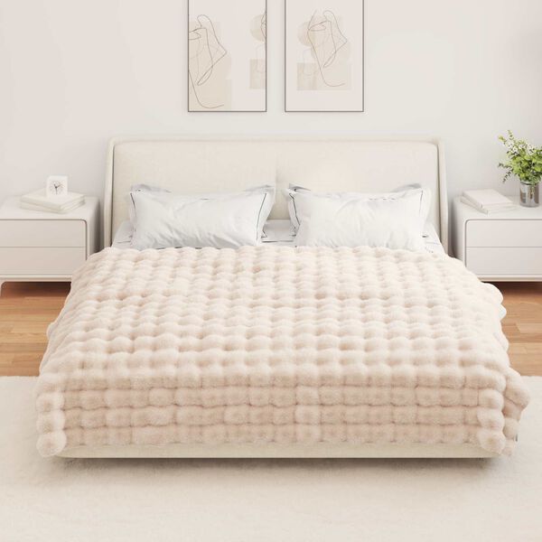 vidaXL Kunstfell Kaninchenfell Decke Beige 150 x 220 cm Polyester
