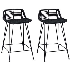vidaXL Barhocker 2 stk. Schwarz 44 x 45 x 76 cm Rattan und Stahl