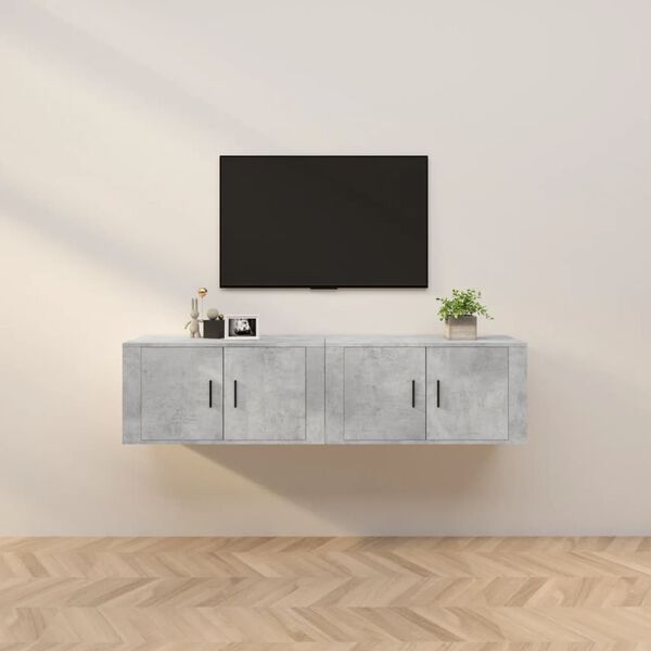 vidaXL TV-Wandschr&auml;nke 2 Stk. Betongrau 80x34,5x40 cm