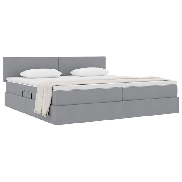 vidaXL Aufbewahrungsbett mit Matratze Hellgrau 200 x 200 cm