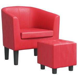 vidaXL Clubsessel mit Fu&szlig;hocker Rot Kunstleder