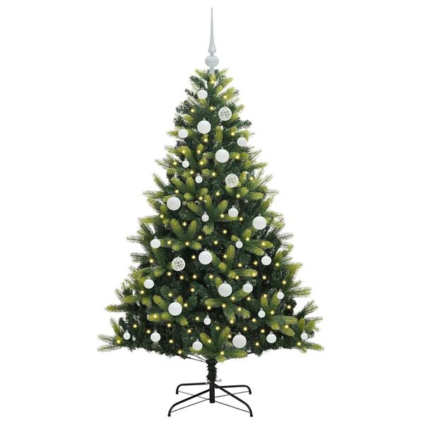 vidaXL K&uuml;nstlicher geflammter Weihnachtsbaum 150 LEDs Gr&uuml;n 150 cm