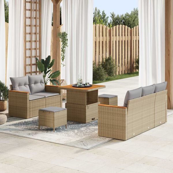 vidaXL Gartensofa-set 8 pcs Beige Poly-Rattan
